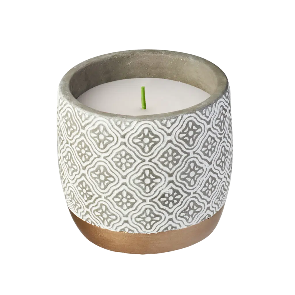 Floral Concrete Pot Citronella Candle With Wind Resistant Wick
